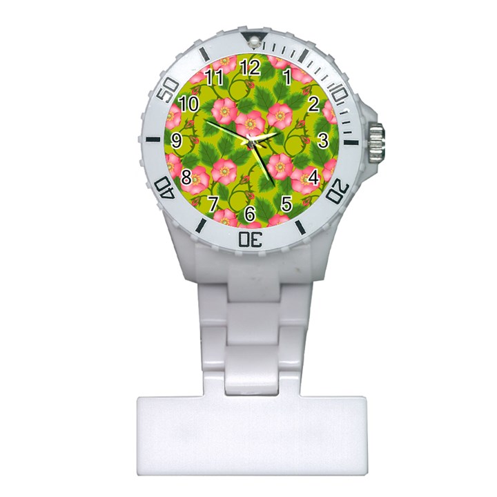 Roses Flowers Pattern Bud Pink Plastic Nurses Watch