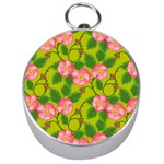 Roses Flowers Pattern Bud Pink Silver Compasses Front