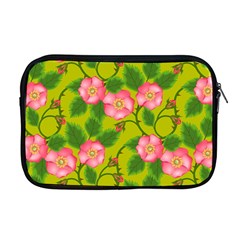 Roses Flowers Pattern Bud Pink Apple Macbook Pro 17  Zipper Case by Pakrebo