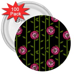 Rose Abstract Rose Garden 3  Buttons (100 Pack)  by Pakrebo