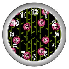 Rose Abstract Rose Garden Wall Clock (silver) by Pakrebo