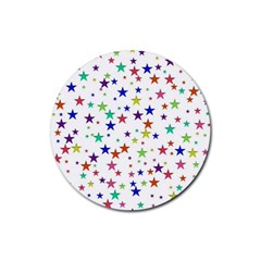 Star Random Background Scattered Rubber Coaster (round)  by Pakrebo