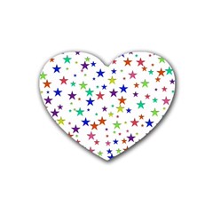 Star Random Background Scattered Rubber Coaster (heart)  by Pakrebo