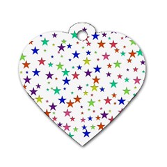 Star Random Background Scattered Dog Tag Heart (two Sides)