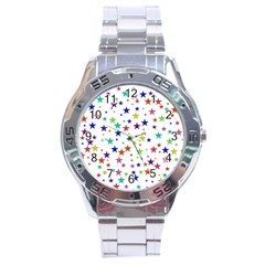 Star Random Background Scattered Stainless Steel Analogue Watch by Pakrebo