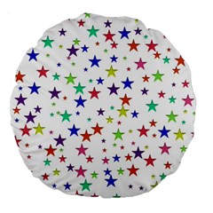 Star Random Background Scattered Large 18  Premium Round Cushions by Pakrebo