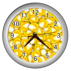 Pattern Background Corn Kernels Wall Clock (silver) by Pakrebo