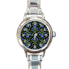 Pattern Thistle Structure Texture Round Italian Charm Watch by Pakrebo