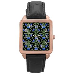 Pattern Thistle Structure Texture Rose Gold Leather Watch  by Pakrebo