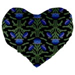 Pattern Thistle Structure Texture Large 19  Premium Flano Heart Shape Cushions Back