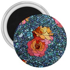 Pattern Rose Yellow Background 3  Magnets by Pakrebo