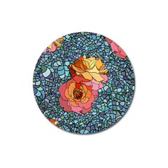 Pattern Rose Yellow Background Magnet 3  (round) by Pakrebo