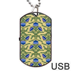 Pattern Thistle Structure Texture Dog Tag Usb Flash (one Side) by Pakrebo