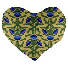 Pattern Thistle Structure Texture Large 19  Premium Flano Heart Shape Cushions by Pakrebo