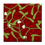 Mistletoe Christmas Texture Advent Tile Coasters Front