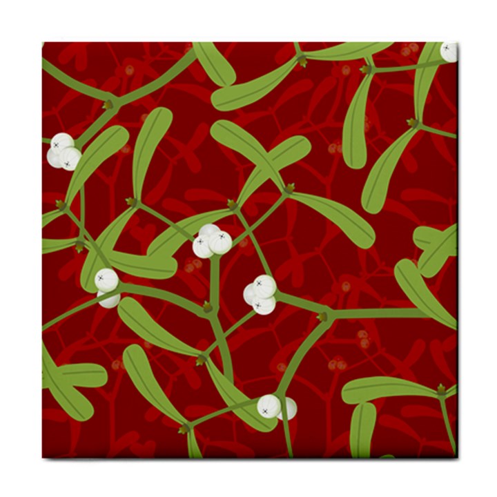 Mistletoe Christmas Texture Advent Tile Coasters