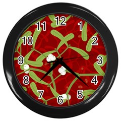 Mistletoe Christmas Texture Advent Wall Clock (black) by Pakrebo