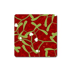 Mistletoe Christmas Texture Advent Square Magnet by Pakrebo