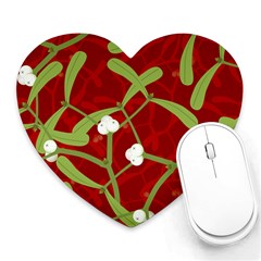 Mistletoe Christmas Texture Advent Heart Mousepads by Pakrebo