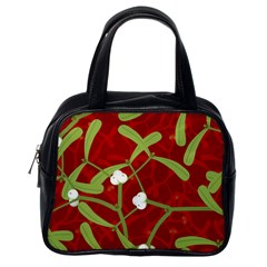 Mistletoe Christmas Texture Advent Classic Handbag (one Side) by Pakrebo