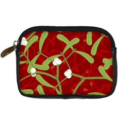 Mistletoe Christmas Texture Advent Digital Camera Leather Case by Pakrebo