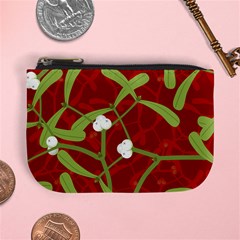 Mistletoe Christmas Texture Advent Mini Coin Purse by Pakrebo