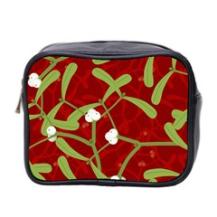 Mistletoe Christmas Texture Advent Mini Toiletries Bag (two Sides) by Pakrebo