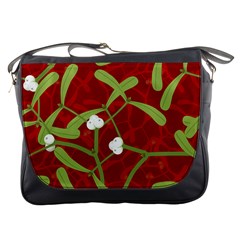 Mistletoe Christmas Texture Advent Messenger Bag by Pakrebo