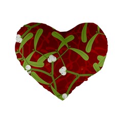 Mistletoe Christmas Texture Advent Standard 16  Premium Heart Shape Cushions by Pakrebo