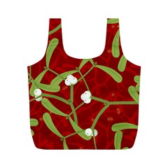 Mistletoe Christmas Texture Advent Full Print Recycle Bag (m) by Pakrebo