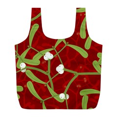 Mistletoe Christmas Texture Advent Full Print Recycle Bag (l) by Pakrebo