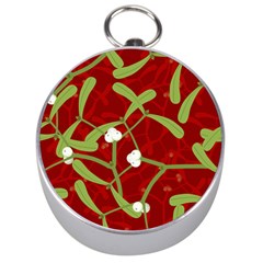 Mistletoe Christmas Texture Advent Silver Compasses by Pakrebo