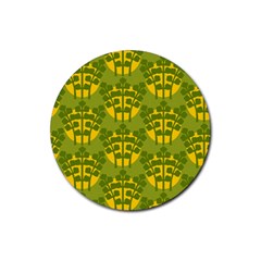 Texture Plant Herbs Herb Green Rubber Round Coaster (4 Pack)  by Pakrebo