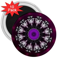 Kaleidoscope Round Circle Geometry 3  Magnets (10 Pack)  by Pakrebo