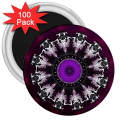 Kaleidoscope Round Circle Geometry 3  Magnets (100 Pack) by Pakrebo