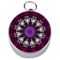 Kaleidoscope Round Circle Geometry Silver Compasses by Pakrebo