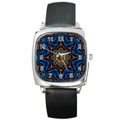 Pattern Abstract Background Art Square Metal Watch by Pakrebo