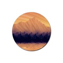 Landscape Nature Mountains Sky Rubber Coaster (round)  by Pakrebo