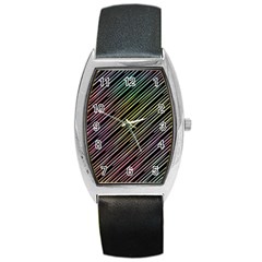 Pattern Abstract Desktop Fabric Barrel Style Metal Watch by Pakrebo