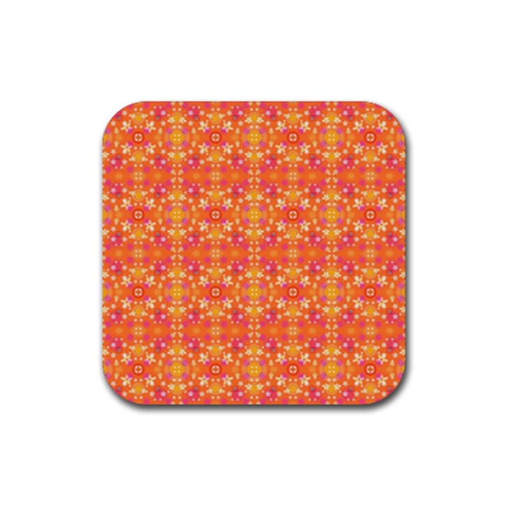 Desktop Pattern Abstract Orange Rubber Coaster (Square) 