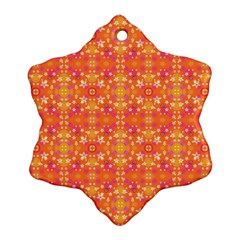 Desktop Pattern Abstract Orange Snowflake Ornament (two Sides) by Pakrebo