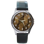 Cubes Light Geometry Shines Round Metal Watch Front