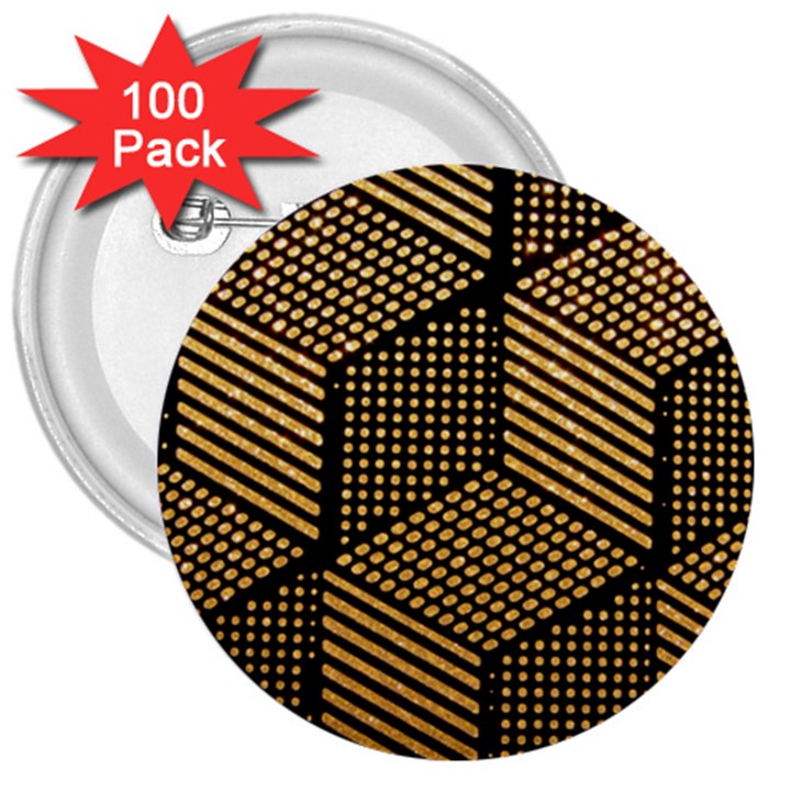 Cubes Light Geometry Shines 3  Buttons (100 pack) 