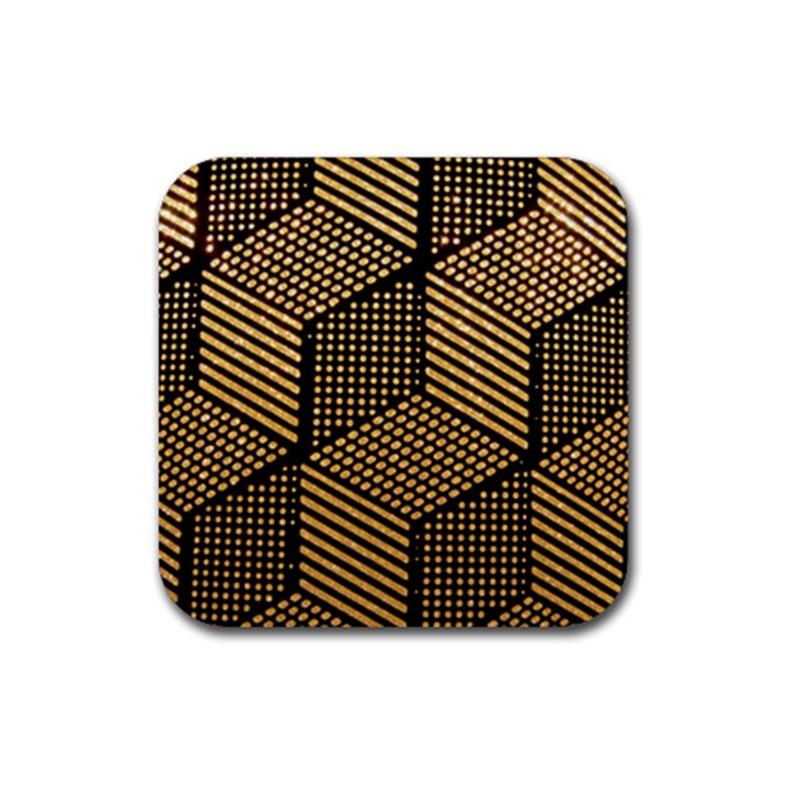 Cubes Light Geometry Shines Rubber Coaster (Square) 