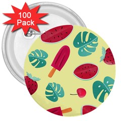 Watermelon Leaves Strawberry 3  Buttons (100 Pack) 