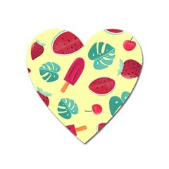 Watermelon Leaves Strawberry Heart Magnet by Pakrebo