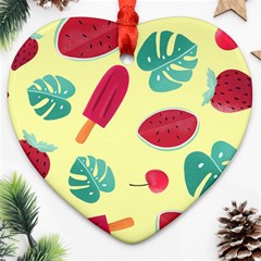 Watermelon Leaves Strawberry Heart Ornament (two Sides) by Pakrebo