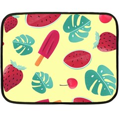 Watermelon Leaves Strawberry Fleece Blanket (mini) by Pakrebo