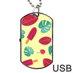 Watermelon Leaves Strawberry Dog Tag Usb Flash (two Sides) by Pakrebo