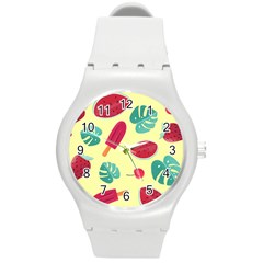 Watermelon Leaves Strawberry Round Plastic Sport Watch (m) by Pakrebo